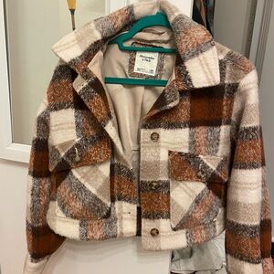 Abercrombie cropped plaid jacket.